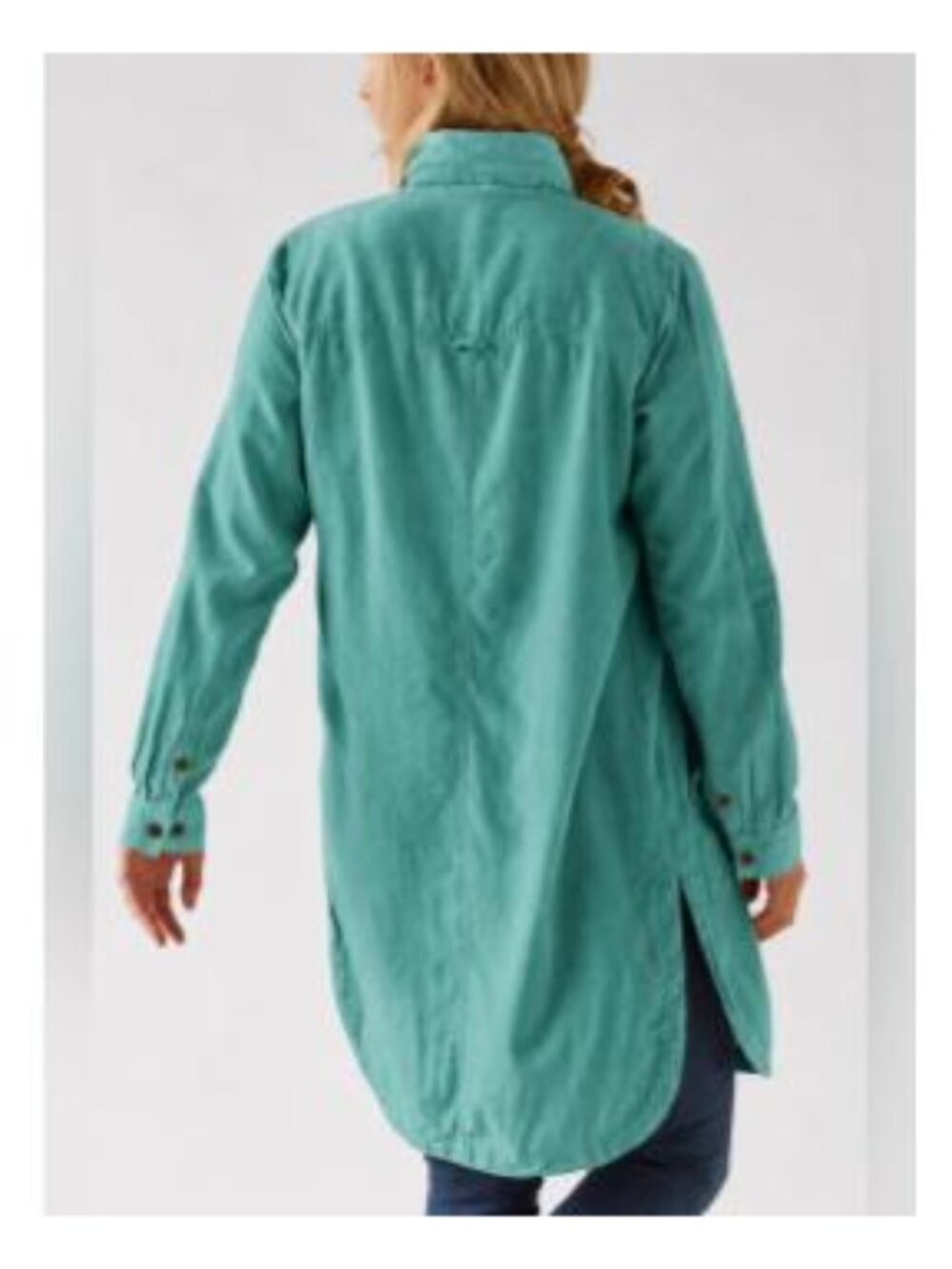 Duluth Trading Co. Artisan Hemp Duster Shirt, aqua, large, EUC - Picture 3 of 6